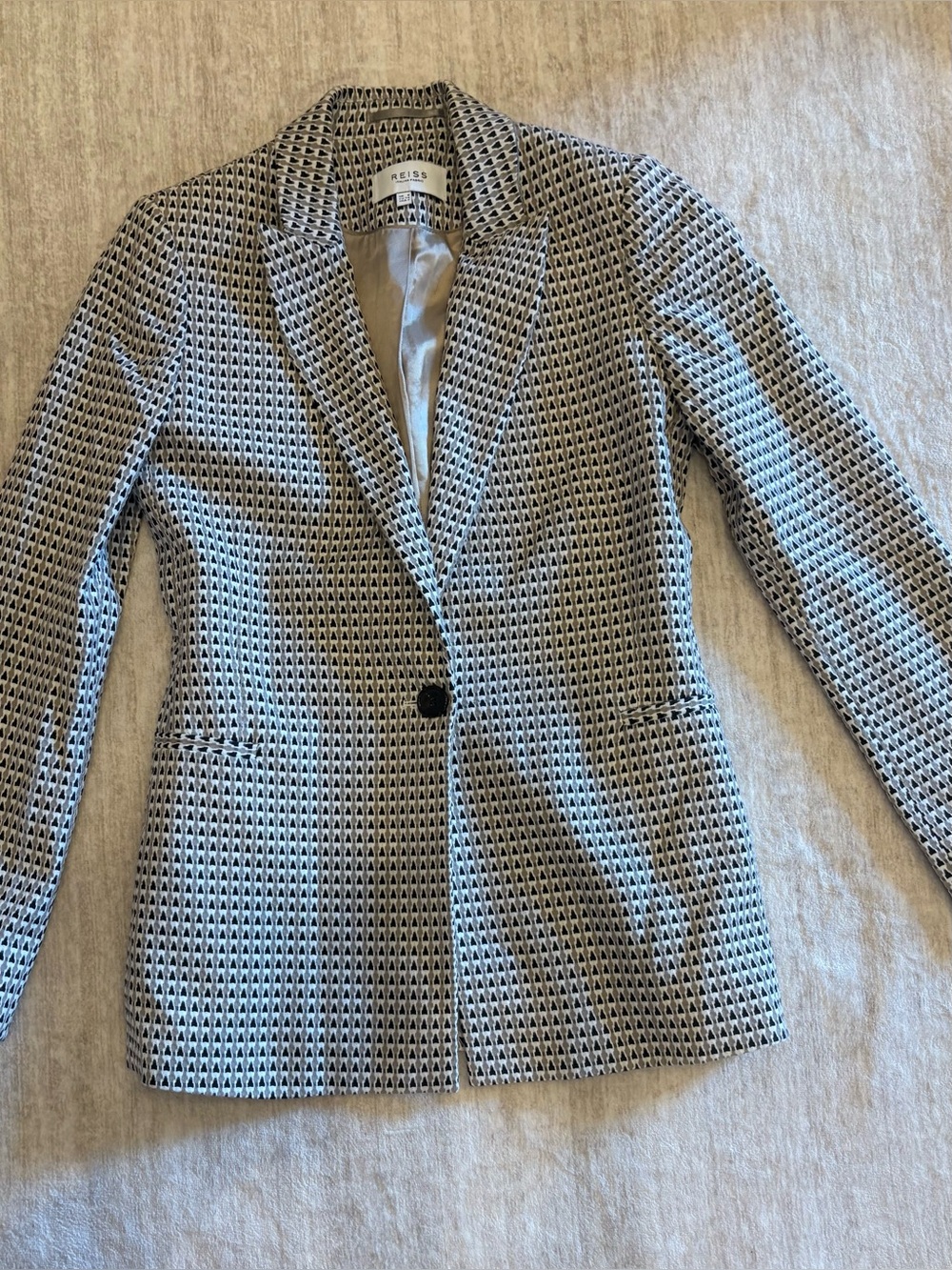 Reiss Blazer- Astara- Geometric Blazer Black and White Size 2